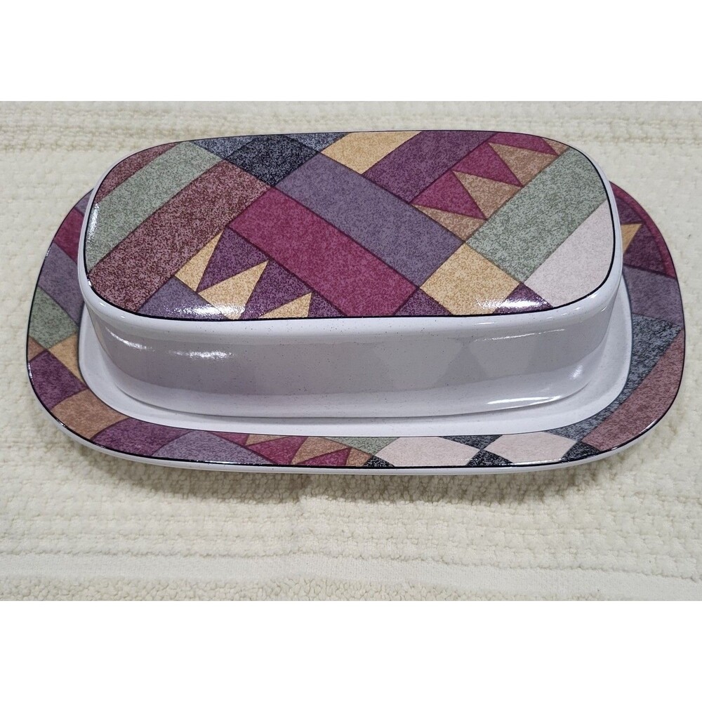 Vintage Butter Dish with Lid and Decorative Pattern